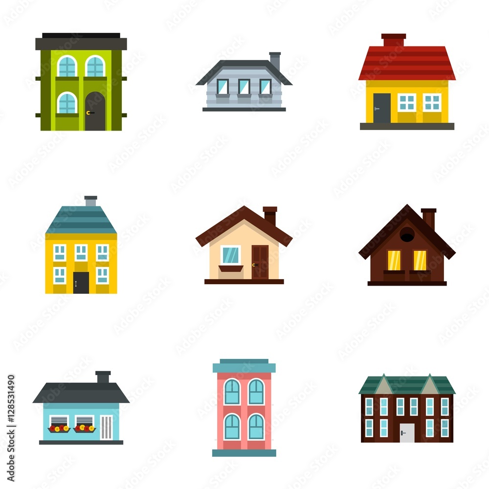 Building icons set. Flat illustration of 9 building vector icons for web Building icons set. Flat illustration of 9 building vector icons for web
