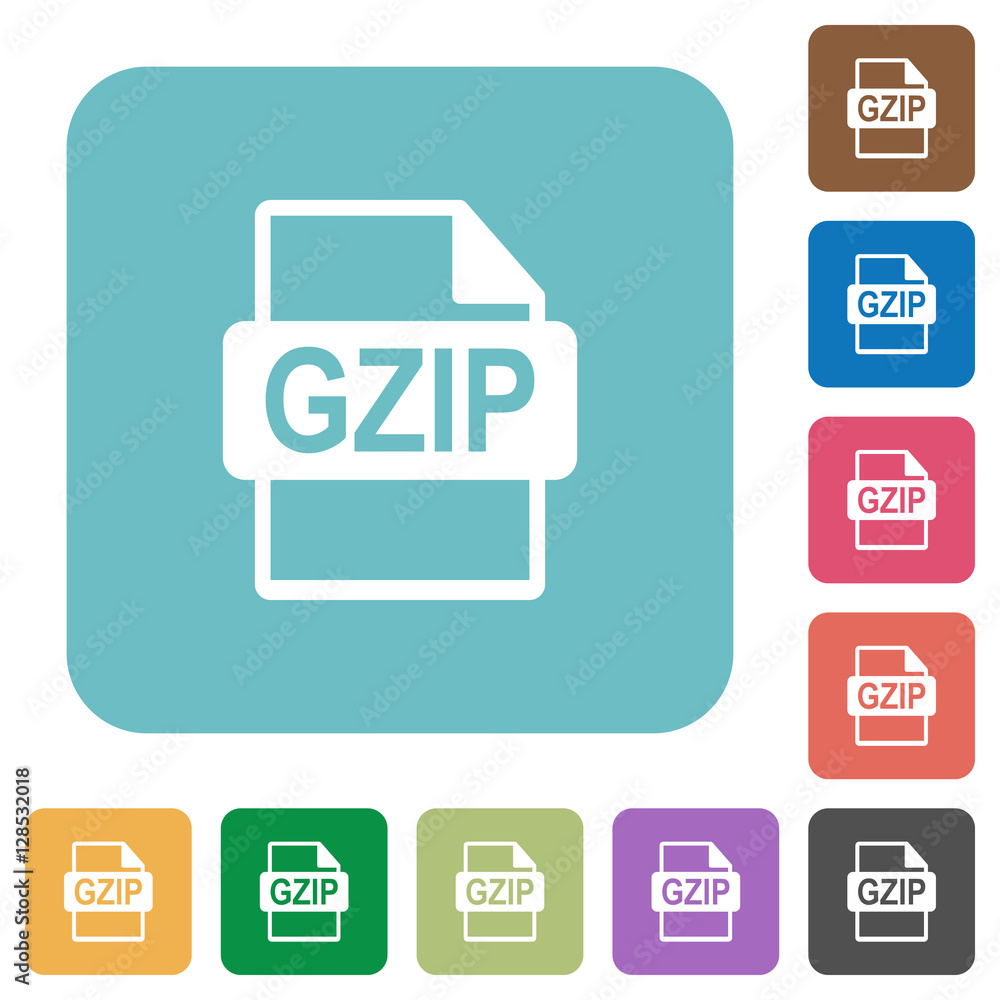 GZIP file format square flat icons
