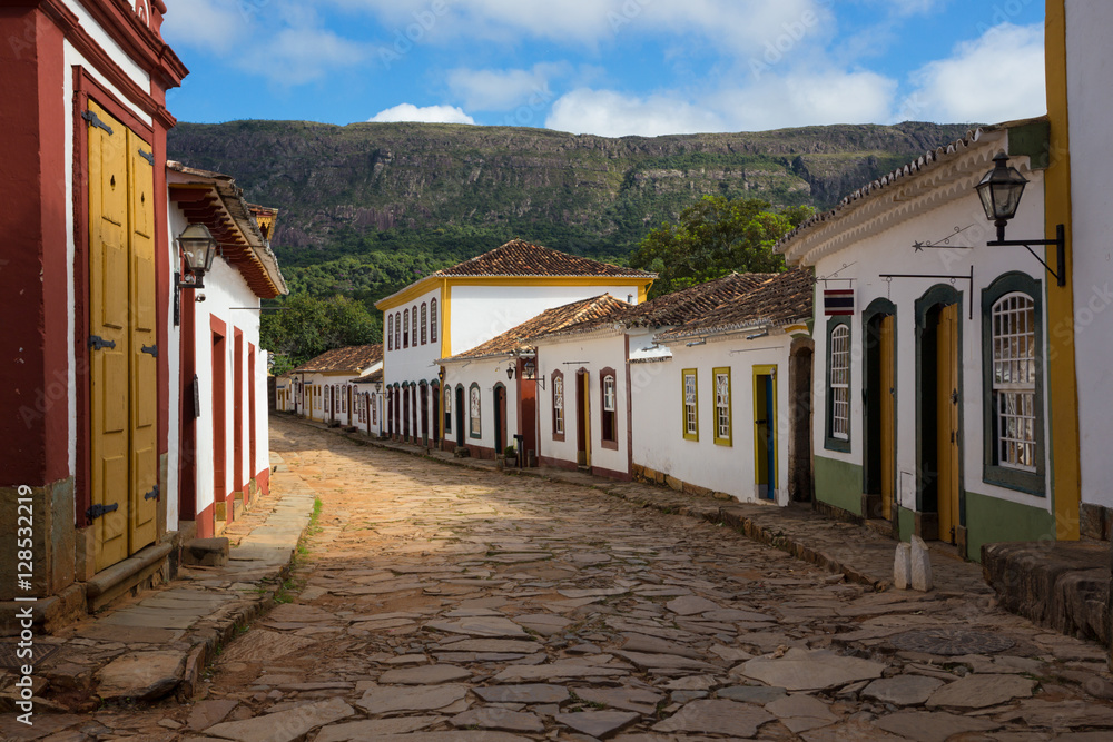 streets of the historical town Tiradentes Brazil