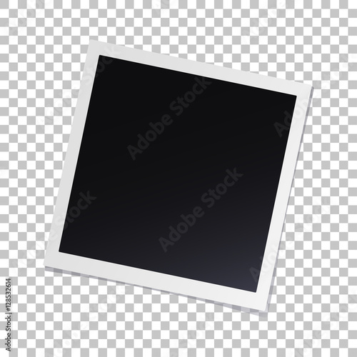 Photo frame with shadow on isolate background with a slope to the right, vector template for your stylish photos or images, EPS10