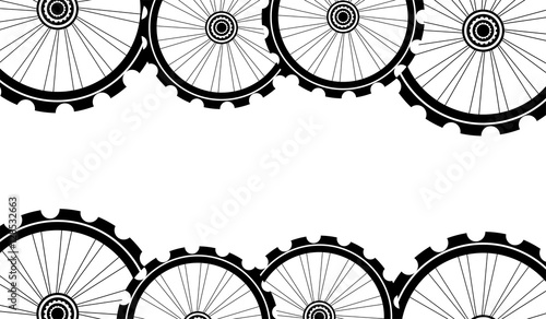 bike wheels background pattern. Pattern of bicycle wheels.