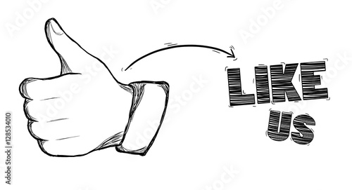 Bilde på lerret Hand-drawn thumb up illustrations