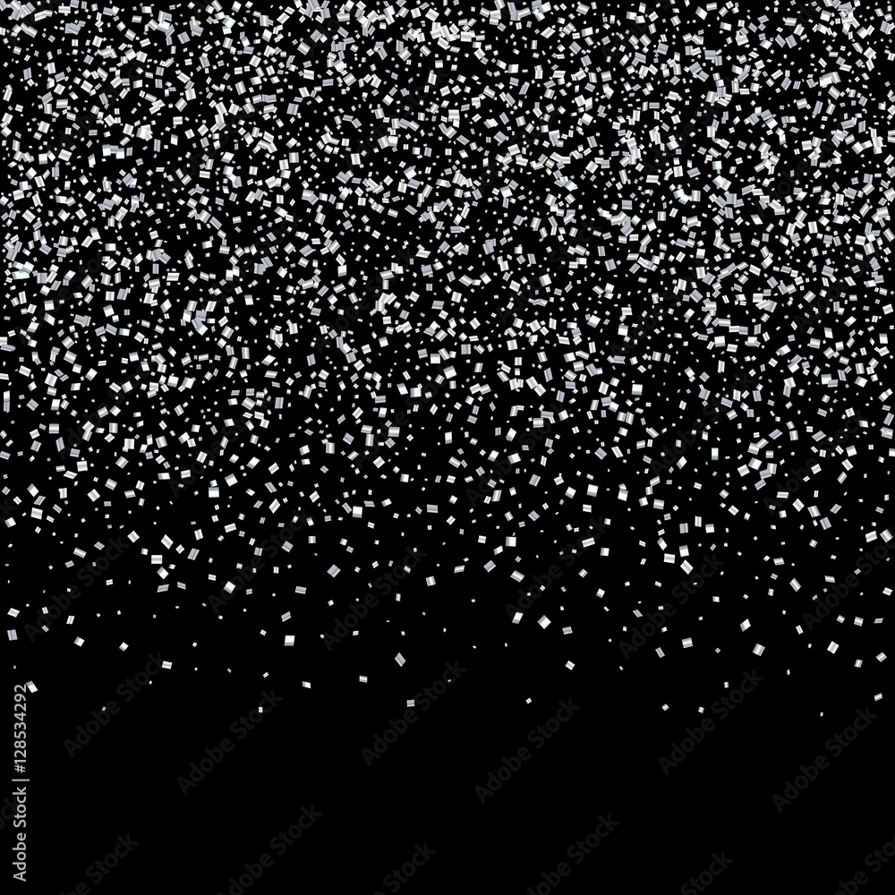 Silver glitter confetti isolated on black background. Vector illustration Silver glitter confetti isolated on black background. Vector illustration