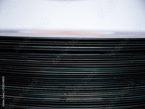 Old Stacked Vinyl Records with white background
