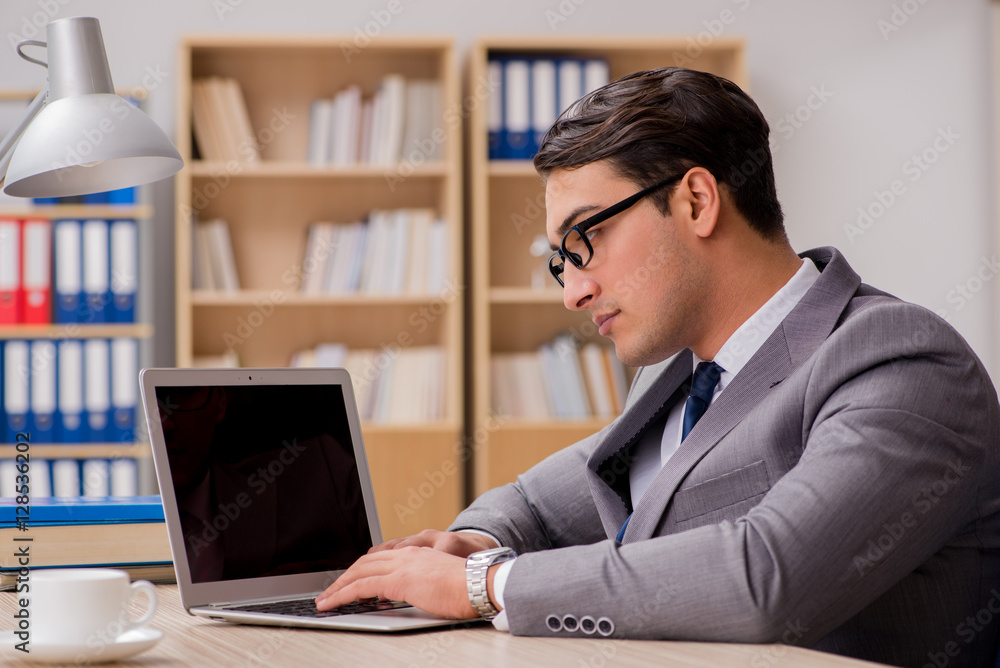 Young handsome businessman working on office Young handsome businessman working on office