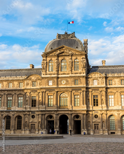 Fragment of Louvre buildings in Louvre Museum, Paris, France