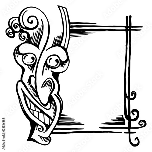 Sketch stylized demon head 