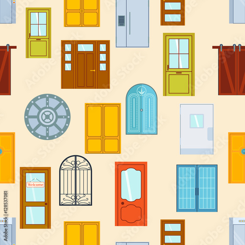 Doors seamless pattern vector illustration.