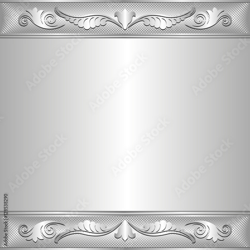 silver background with vintage ornament