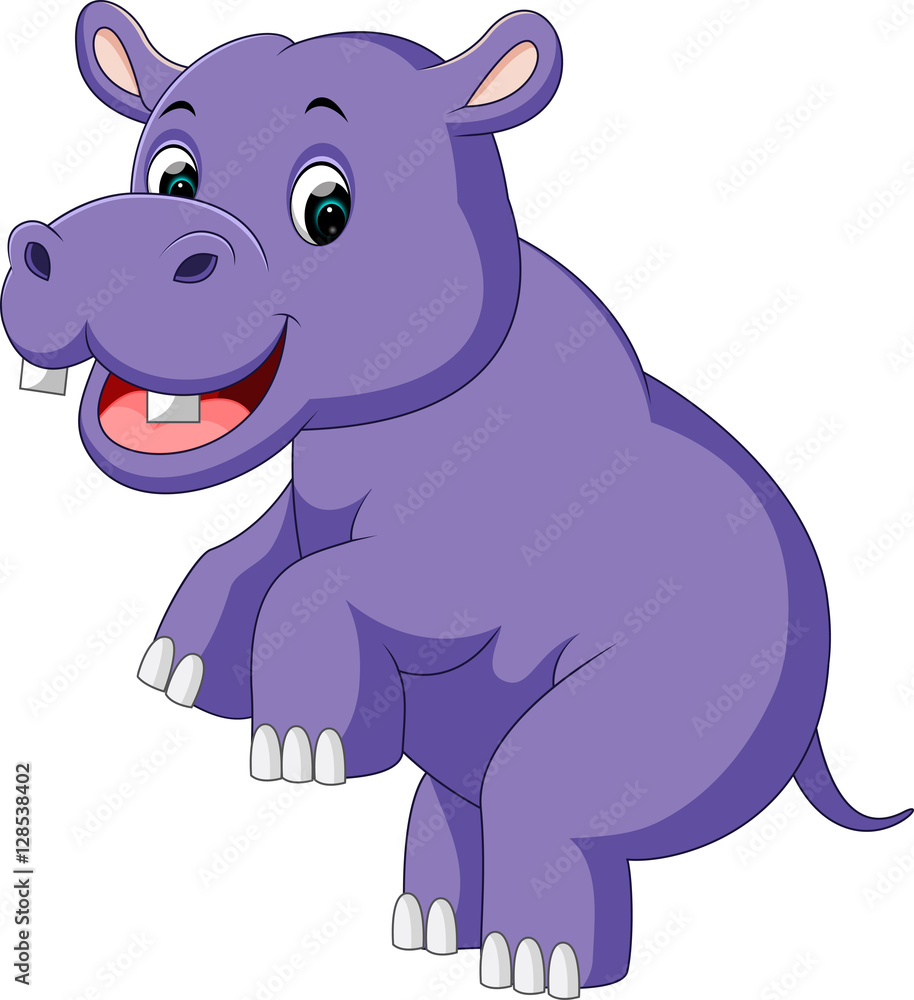 cute hippo Cartoon 

