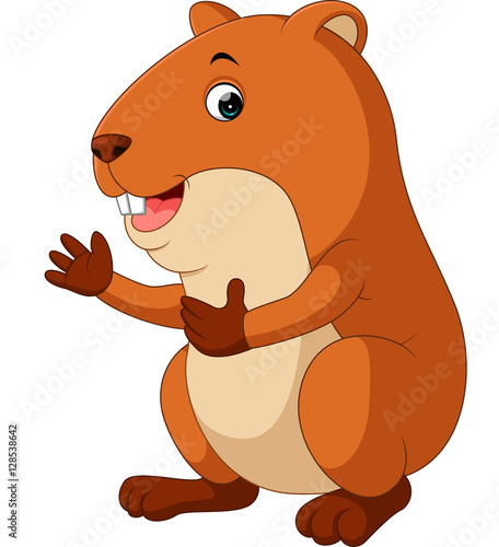 Cute hamster waving hand

