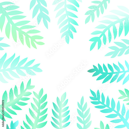Vector leaf background design with place for text. Tropical greeting card.