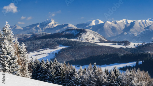 snowy landscape, national park Mala Fatra in Slovakia, central Europe