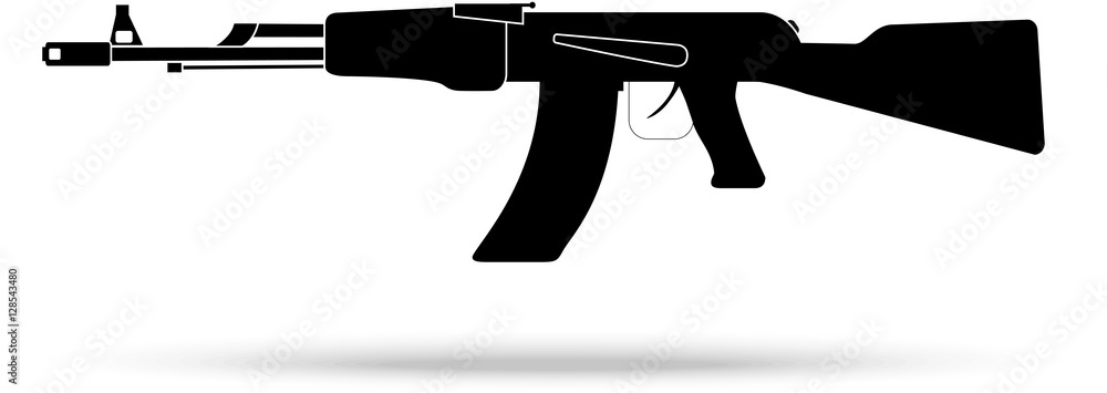 Automatic firearm. Automatic machine gun.. Vector illustration