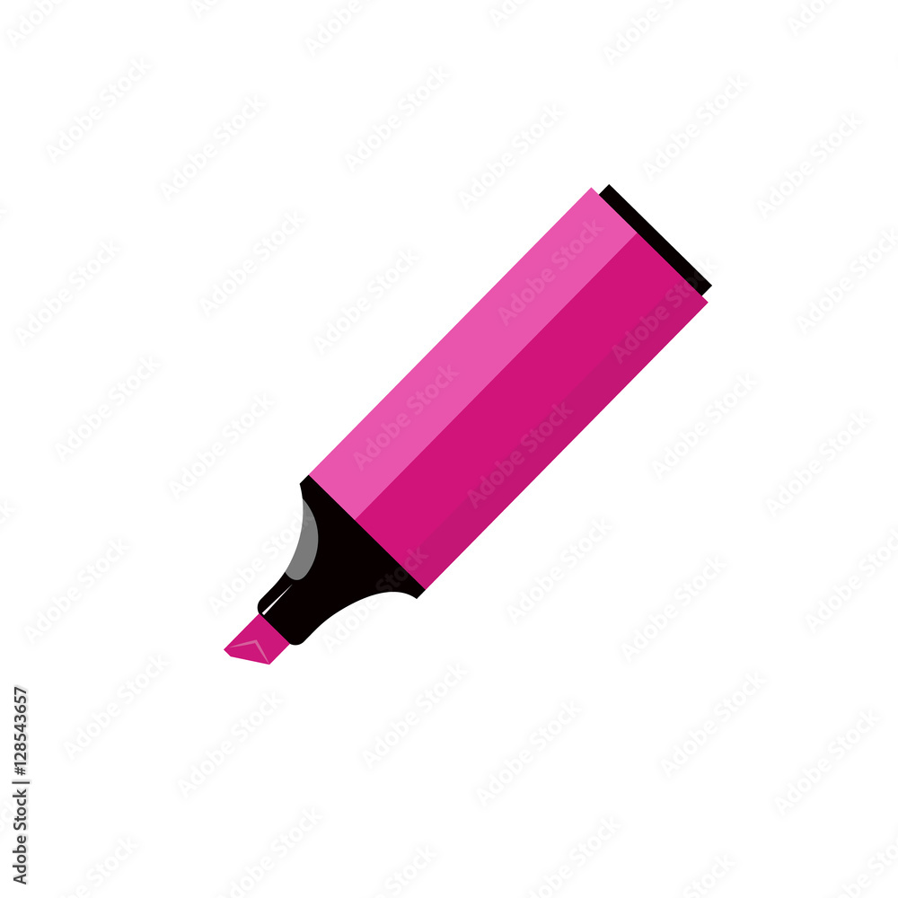 Pink marker isolated on white background. Vector flat design illustration Pink marker isolated on white background. Vector flat design illustration