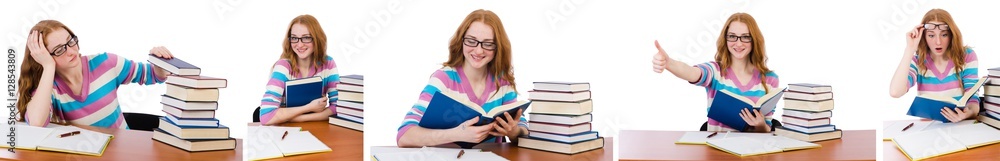 Young student with books isolated on white Young student with books isolated on white