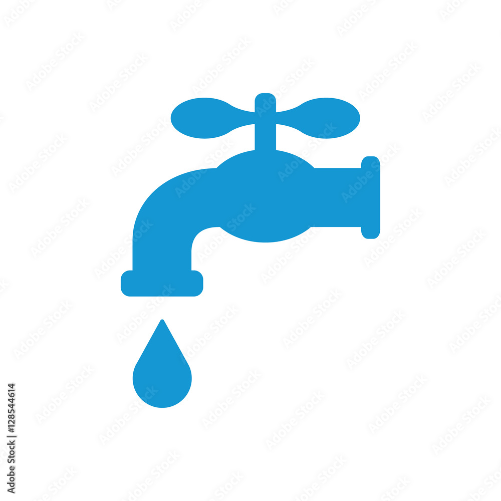Retro Water Faucet with drop icon. Blue silhouette. Vector illustration. Retro Water Faucet with drop icon. Blue silhouette. Vector illustration.