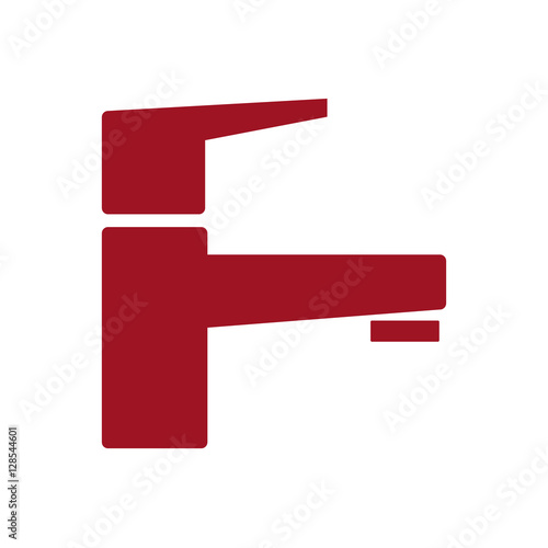 Modern Water Faucet icon. Red silhouette. Vector illustration.