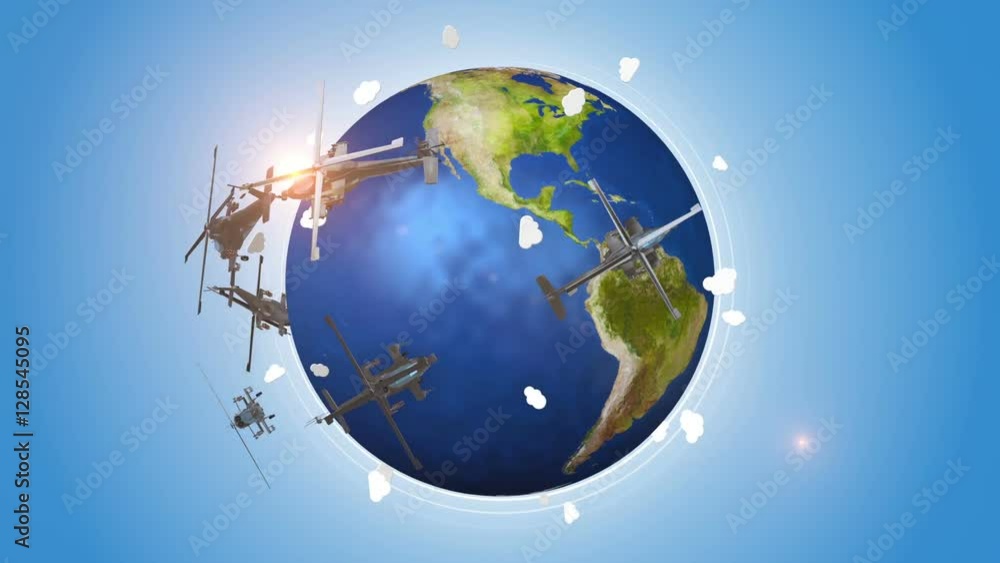 Fighter Helicopters Attacking To The Earth. Fighter Helicopters Attacking To The Earth.