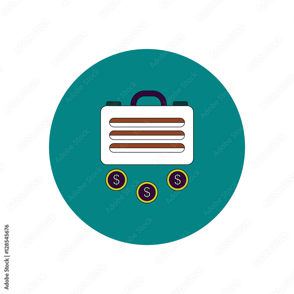 Vector illustration in flat design of suitcase and currency Vector illustration in flat design of suitcase and currency