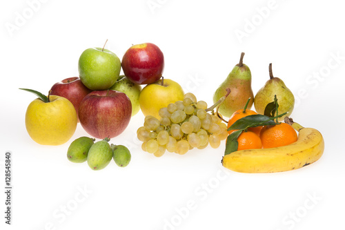 Composition of various fruits isolated on white background