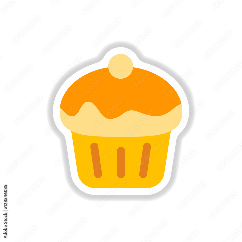 Vector illustration in paper sticker style Cupcake Vector illustration in paper sticker style Cupcake
