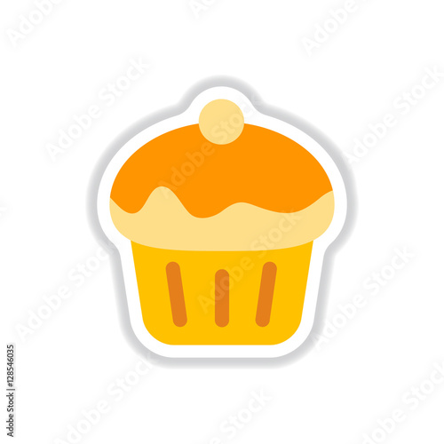 Vector illustration in paper sticker style Cupcake
