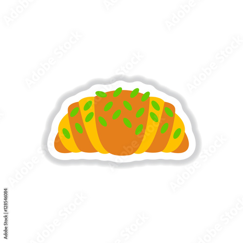 Vector illustration in paper sticker style Croissant