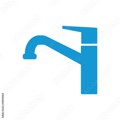 Modern Water Faucet icon. Blue silhouette. Vector illustration.