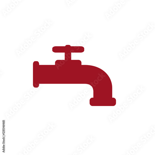 Modern Water Faucet icon. Red silhouette. Vector illustration.