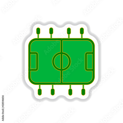 Vector illustration in paper sticker style Top View of Table Football