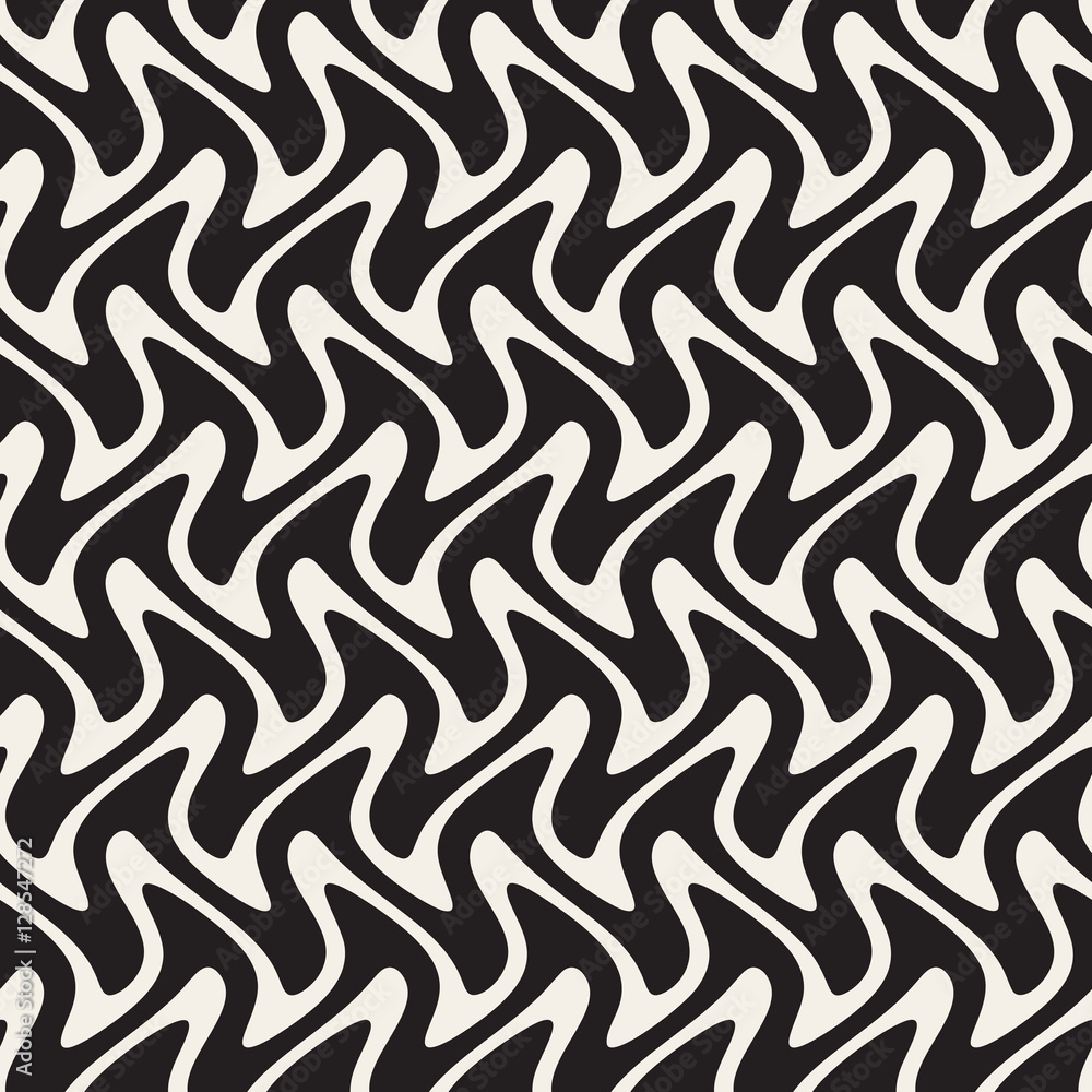 Hand Drawn Horizontal ZigZag Lines. Vector Seamless Black and White Pattern. Hand Drawn Horizontal ZigZag Lines. Vector Seamless Black and White Pattern.