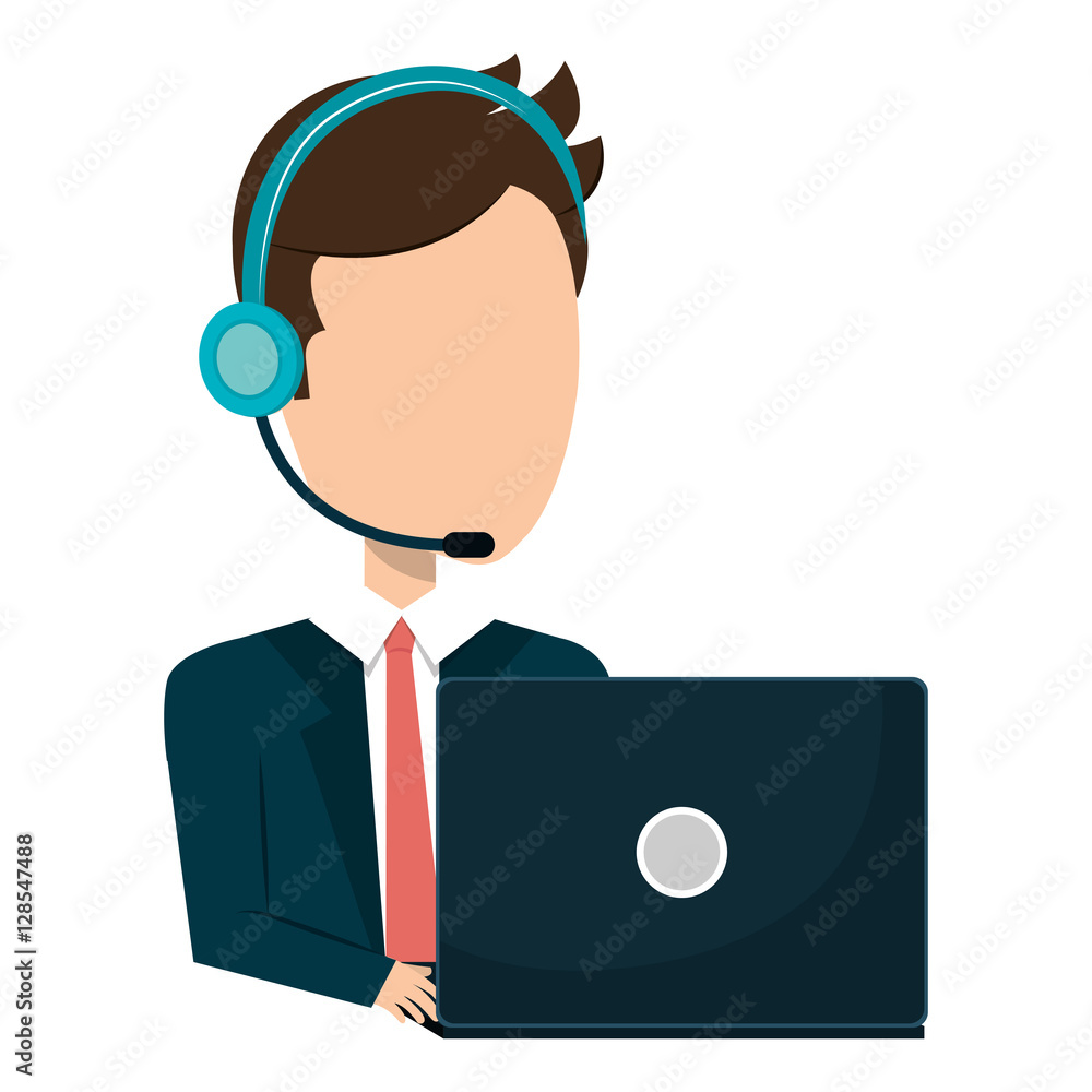 businessman character operator call center icon vector illustration design businessman character operator call center icon vector illustration design