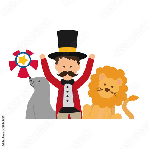 Tamer circus cartoon icon vector illustration graphic design