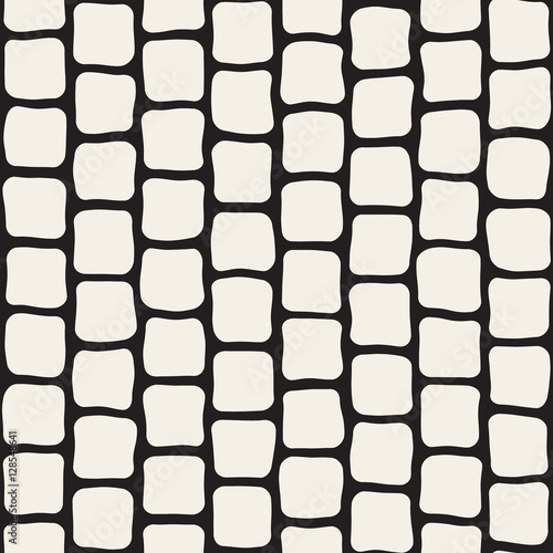 Fototapeta Naklejka Na Ścianę i Meble -  Vector Seamless Black and White Hand Drawn Rectangles Pattern