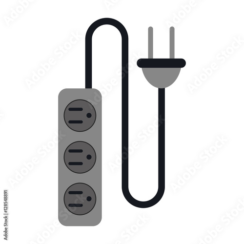 electric extension cord cable and plug three outlets vector illustration eps 10
