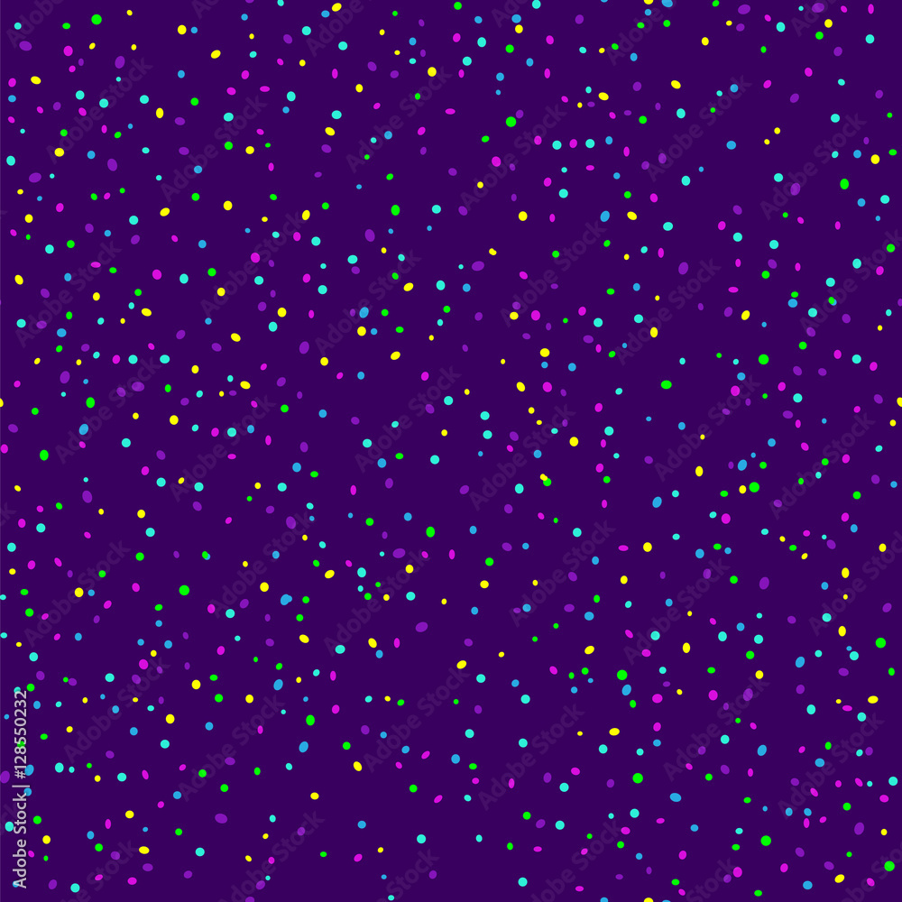 Falling confetti celebration seamless vector purple pattern.