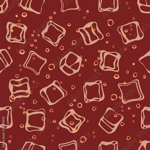 Soda pop and ice cubes seamless pattern. 