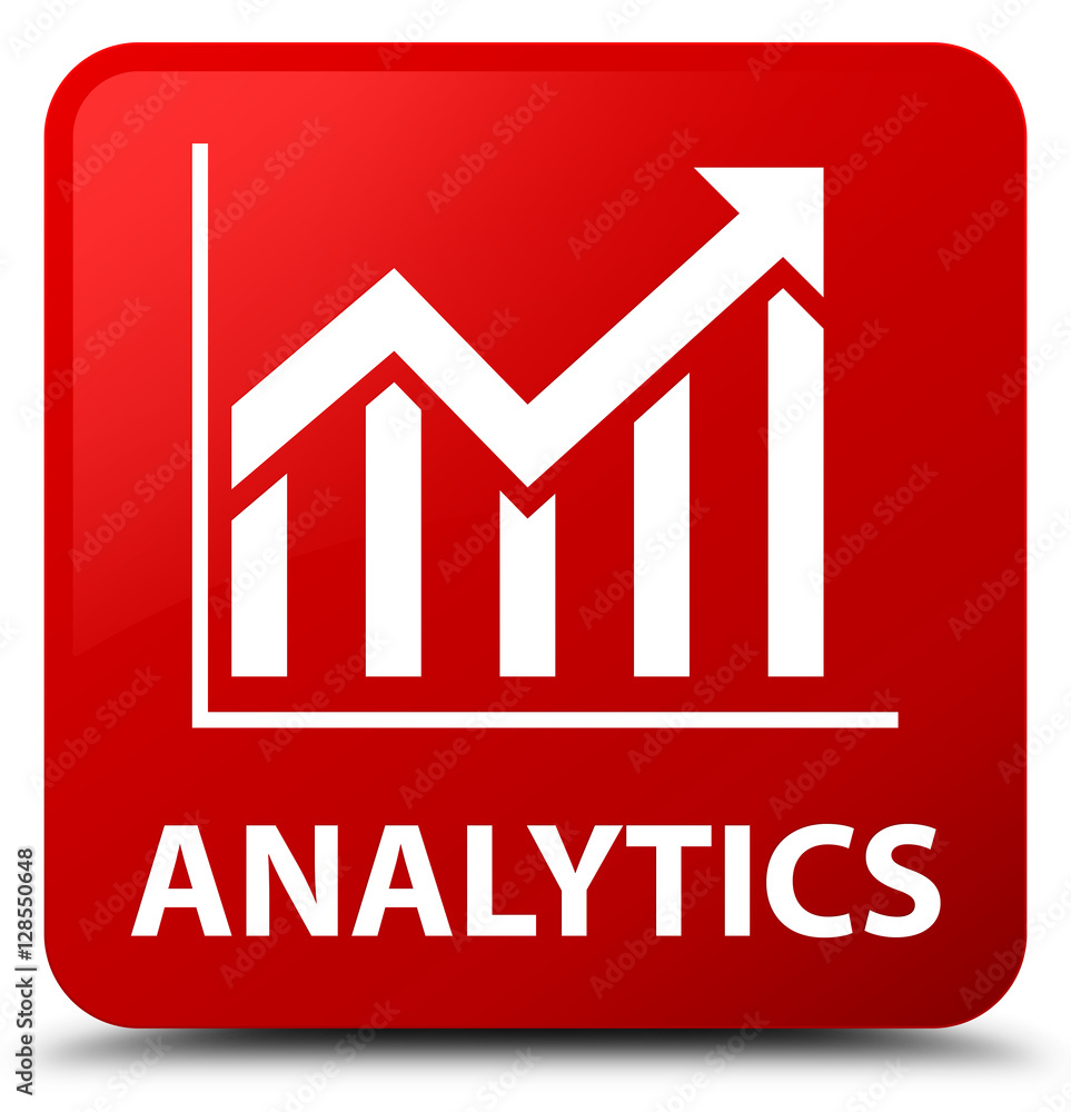 Analytics (statistics icon) red square button Analytics (statistics icon) red square button