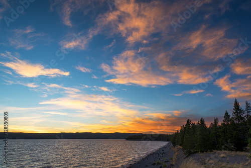 Sunset and Yellowstone Lake Lakeshore