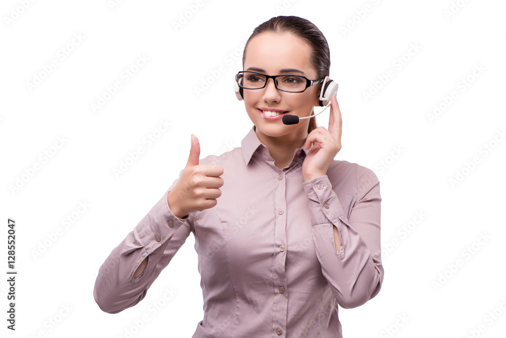 Helpdesk operator isolated on the white background Helpdesk operator isolated on the white background