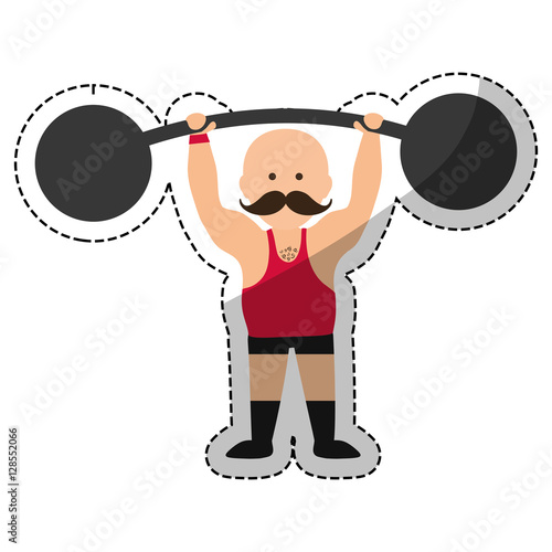 Strongman circus cartoon icon vector illustration graphic design
