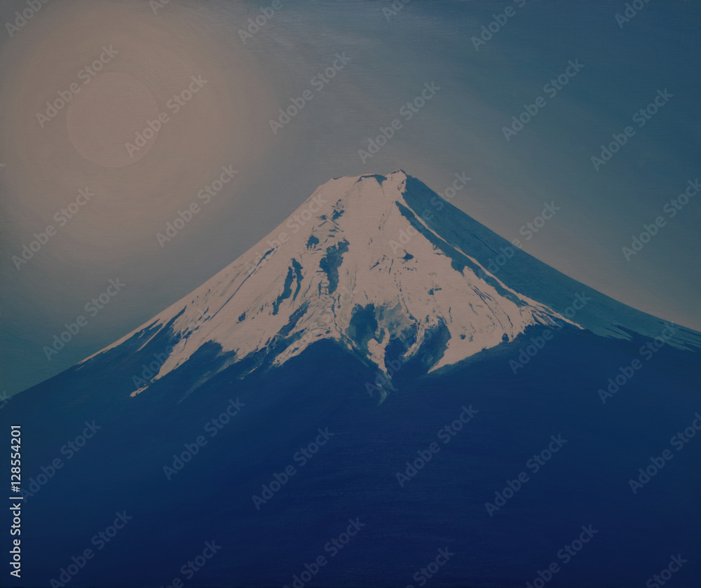 油絵富士吉田からの富士山