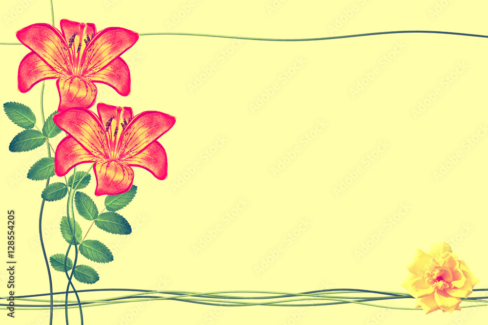 Naklejka premium The buds of flowers roses. Holiday card