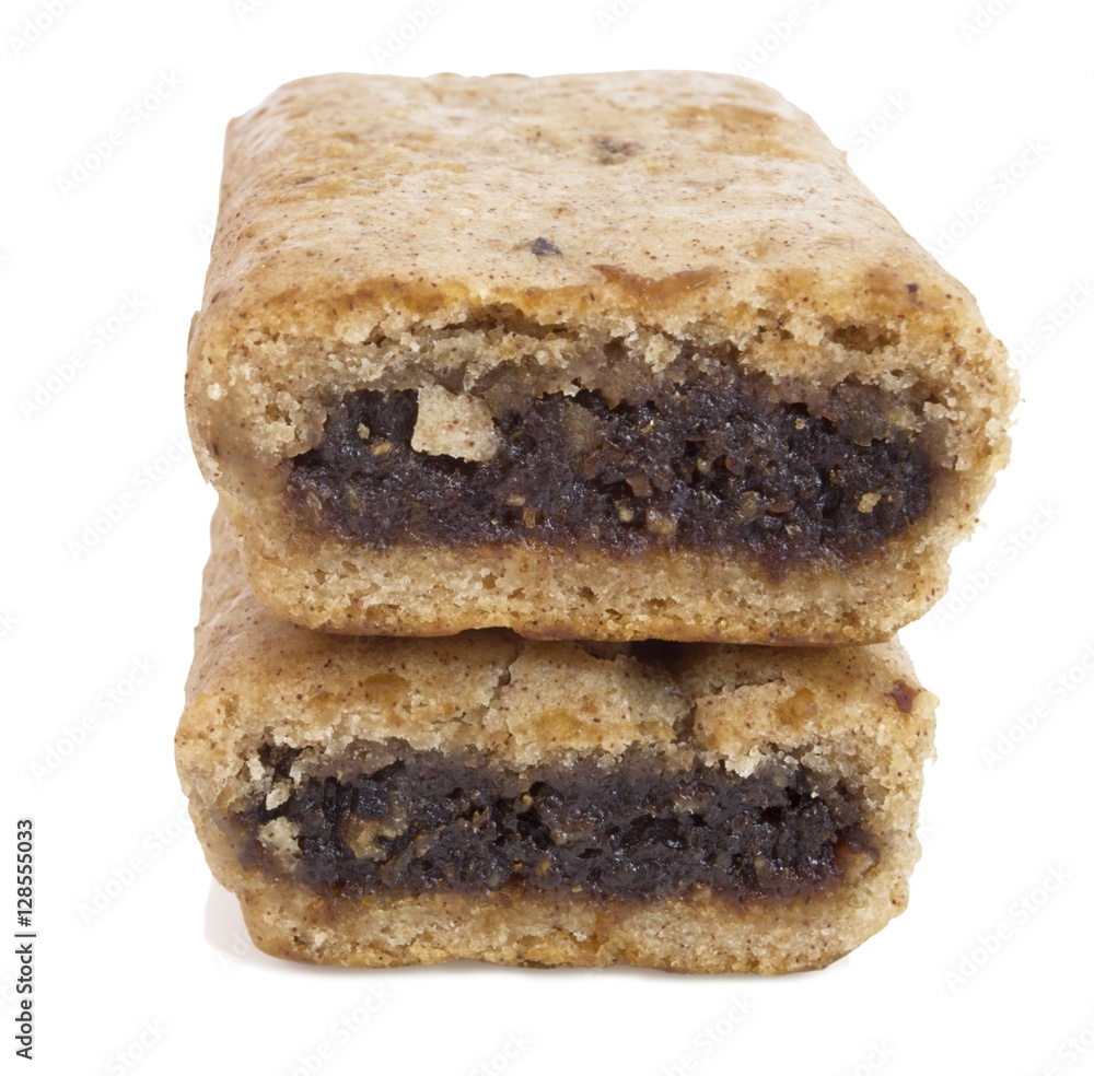 Isolated stack of vegan pomegranate fig bars. Isolated stack of vegan pomegranate fig bars.