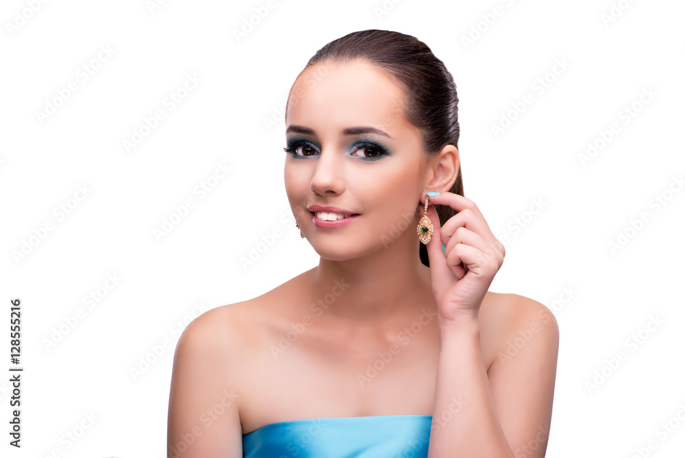 Young woman in beauty concept isolated on white Young woman in beauty concept isolated on white