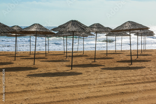 Sunshades on the beach on Cyprus