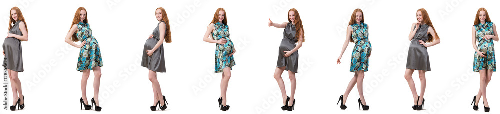 Pregnant woman in composite image isolated on white Pregnant woman in composite image isolated on white
