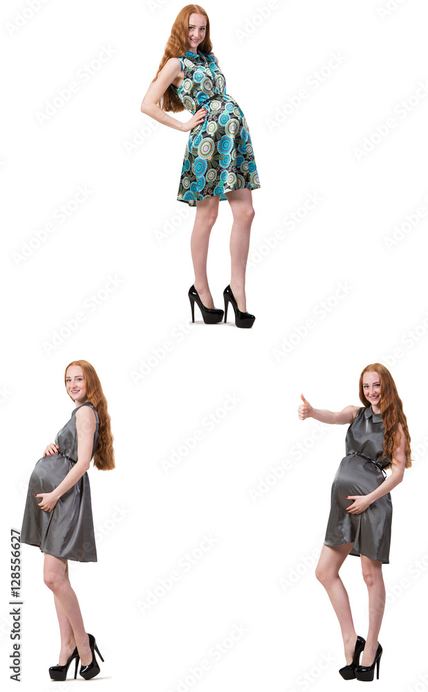 Fototapeta premium Pregnant woman in composite image isolated on white