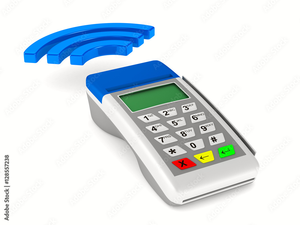 payment terminal on white background. Isolated 3d image payment terminal on white background. Isolated 3d image